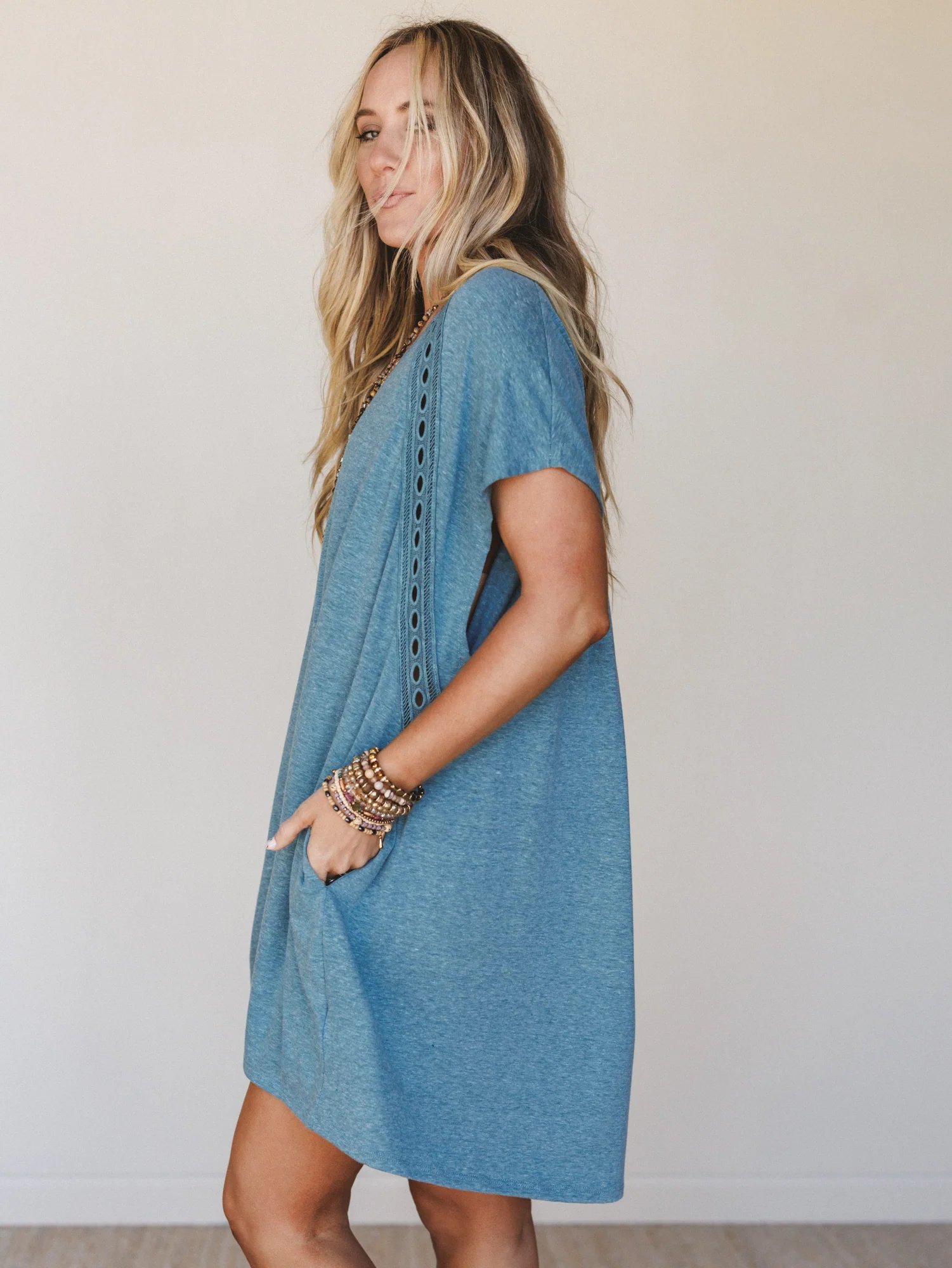 The Nest Camden Lace Tee Dress - Teal - Image 5