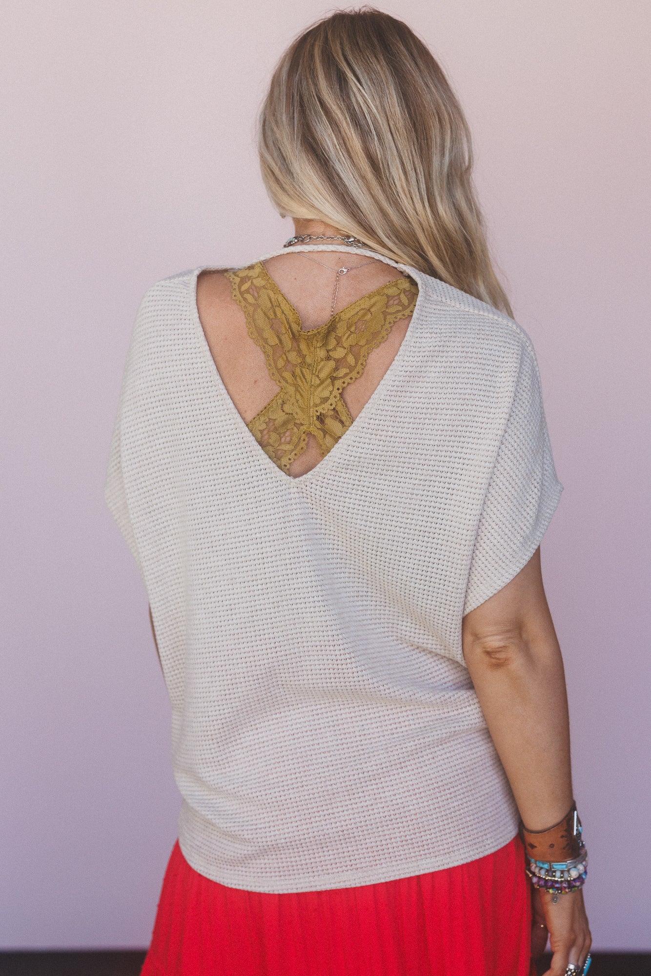 The Nest Cruising V Neck Top - Oatmeal - Image 3