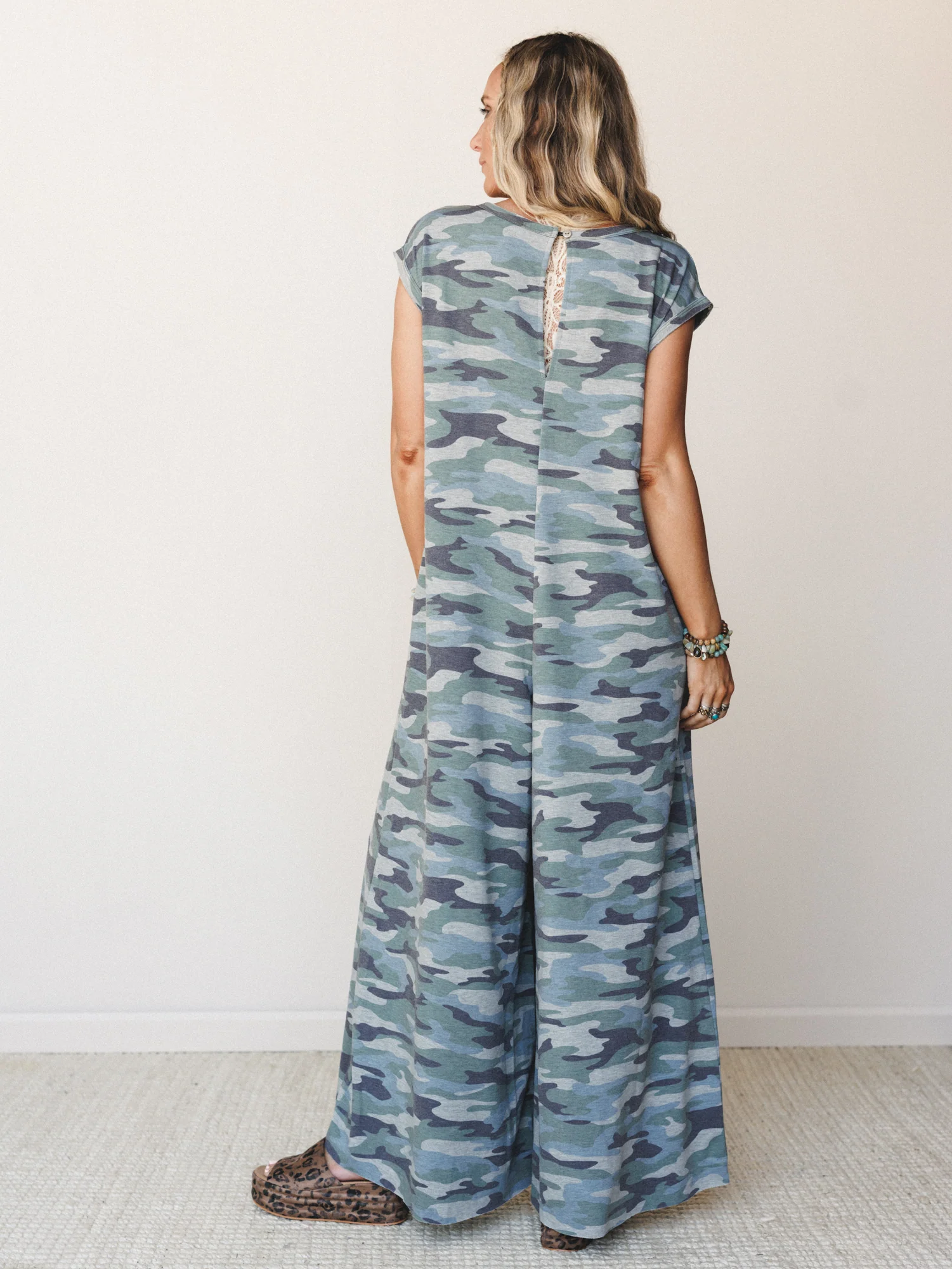 The Nest Daphne Scoop Neck Jumpsuit - Army Green Charcoal Camo - Image 3