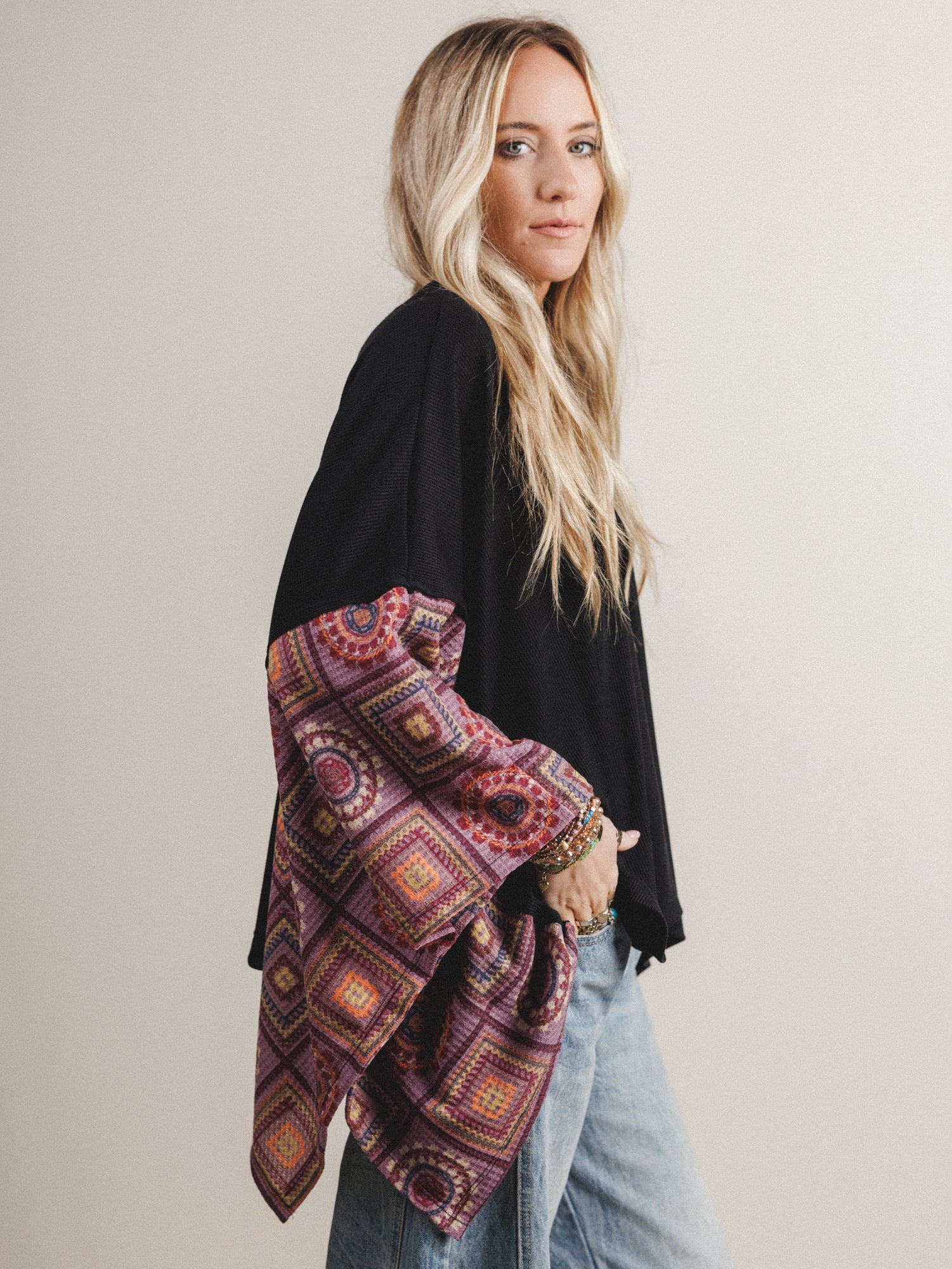 The Nest Kaleidoscope Dreams Poncho Top - Black - Image 6