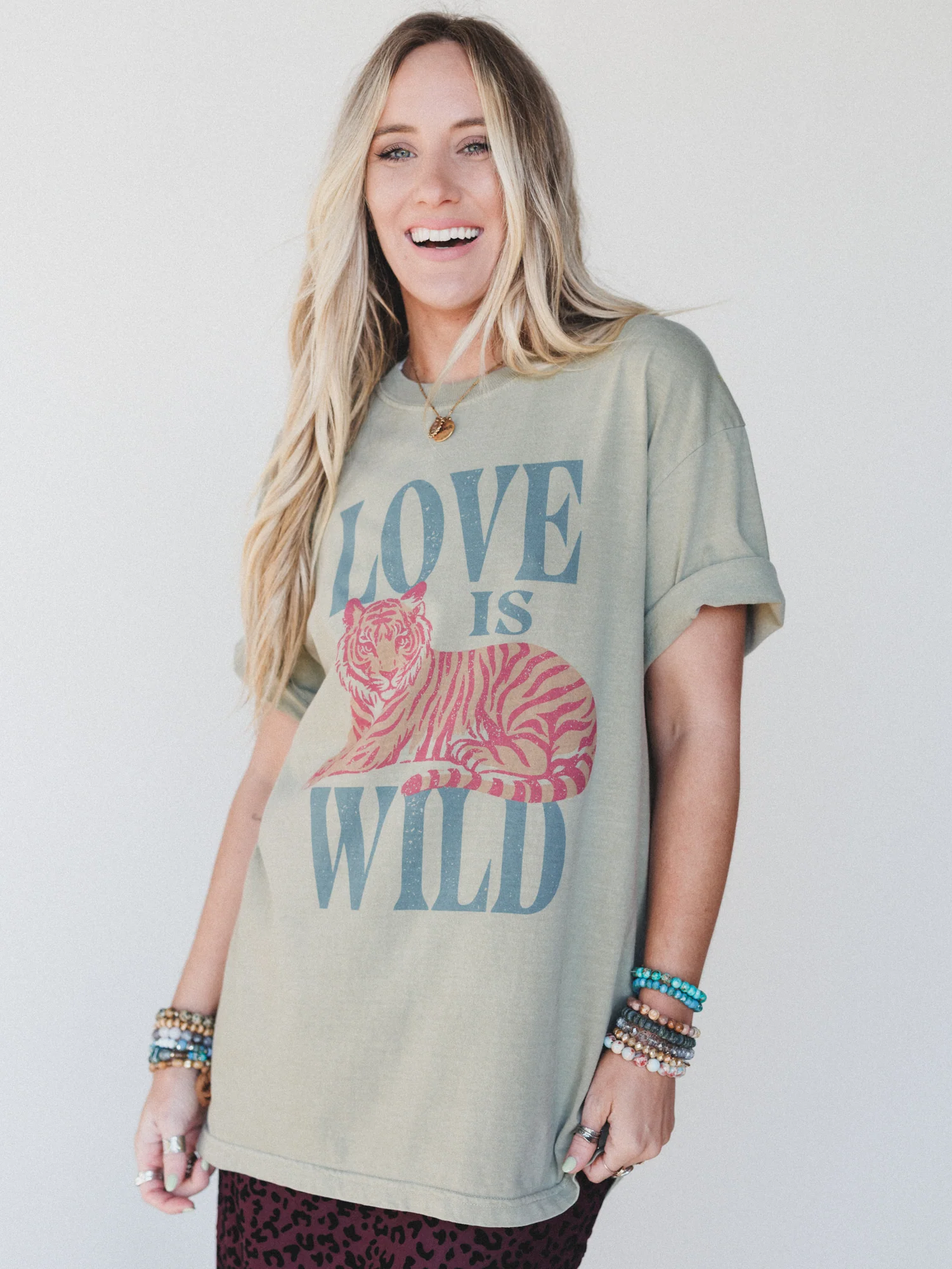 The Nest Love Is Wild Graphic Tee - Khaki