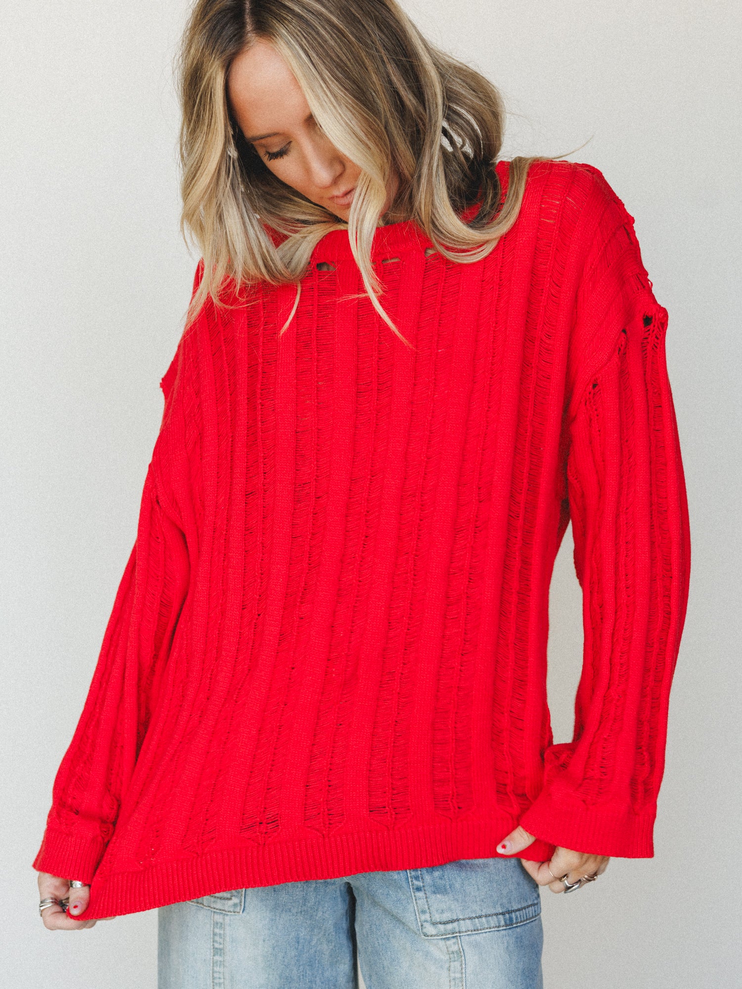 Through it All Sweater - Red Orange - Image 2