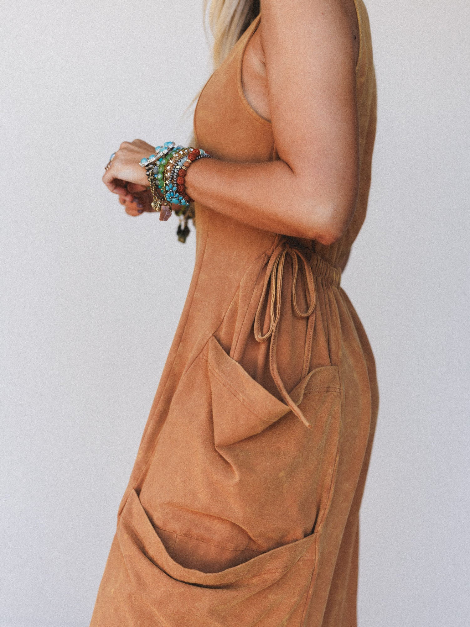 Turning Point Washed Cargo Jumpsuit - Camel - Image 3