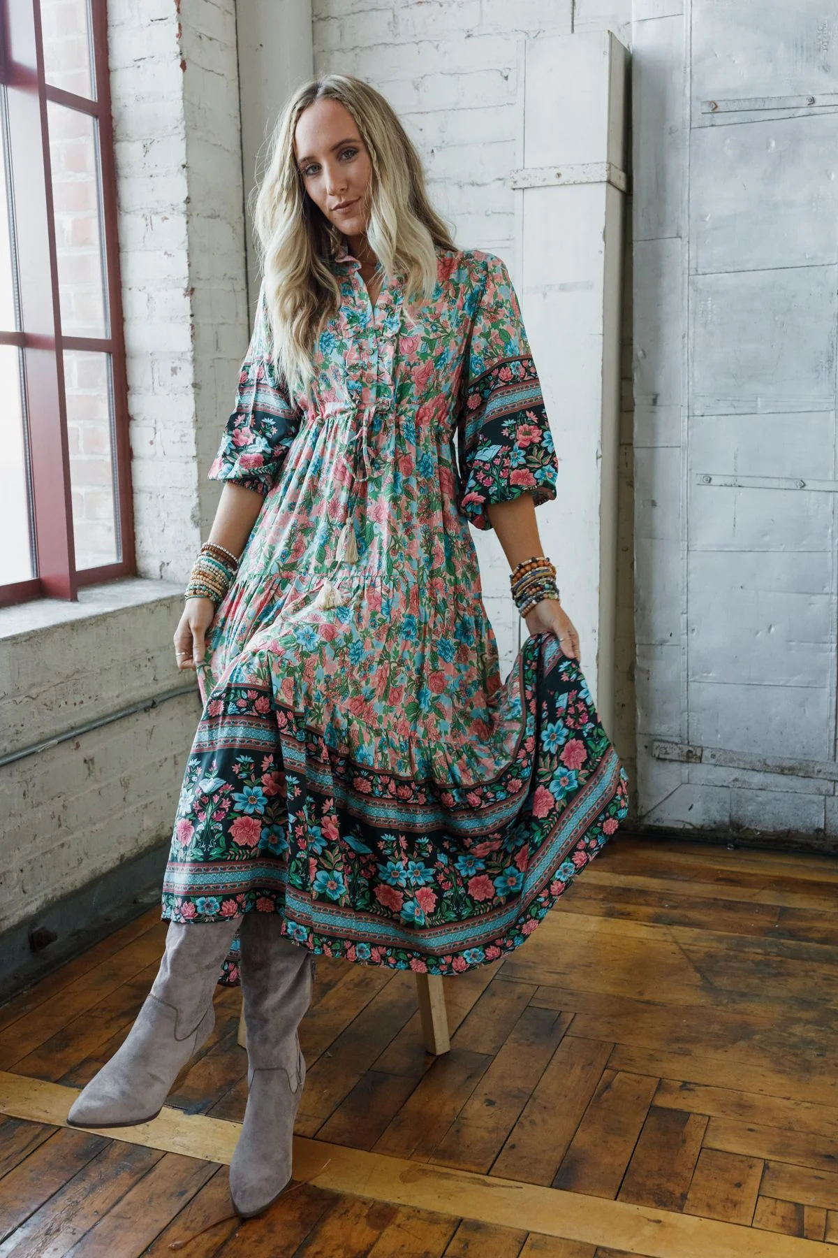 Wandering Soul Printed Midi Dress - Sage - Image 6