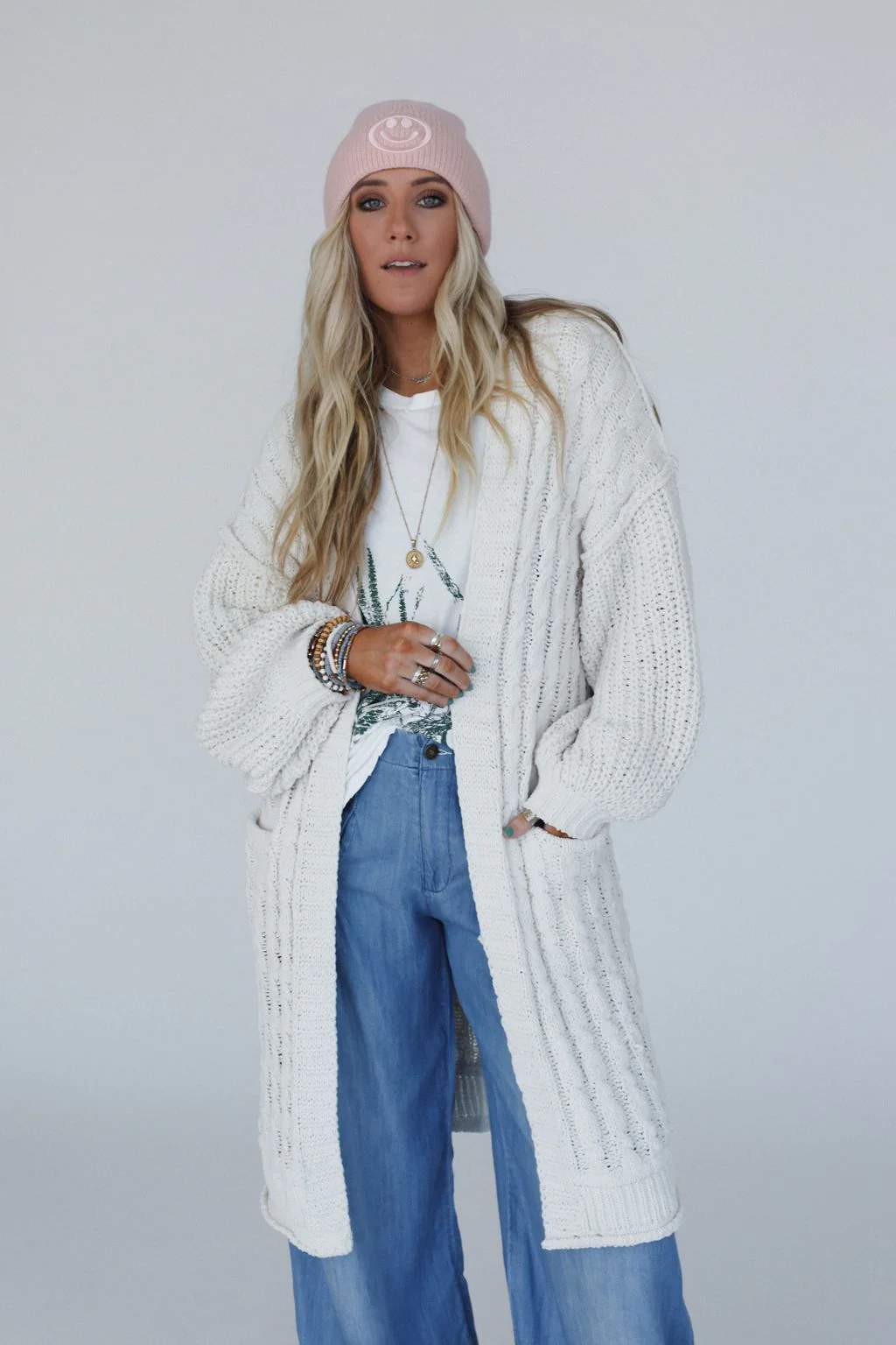 Warm Embrace Chunky Knit Cardigan - Cream - Image 7