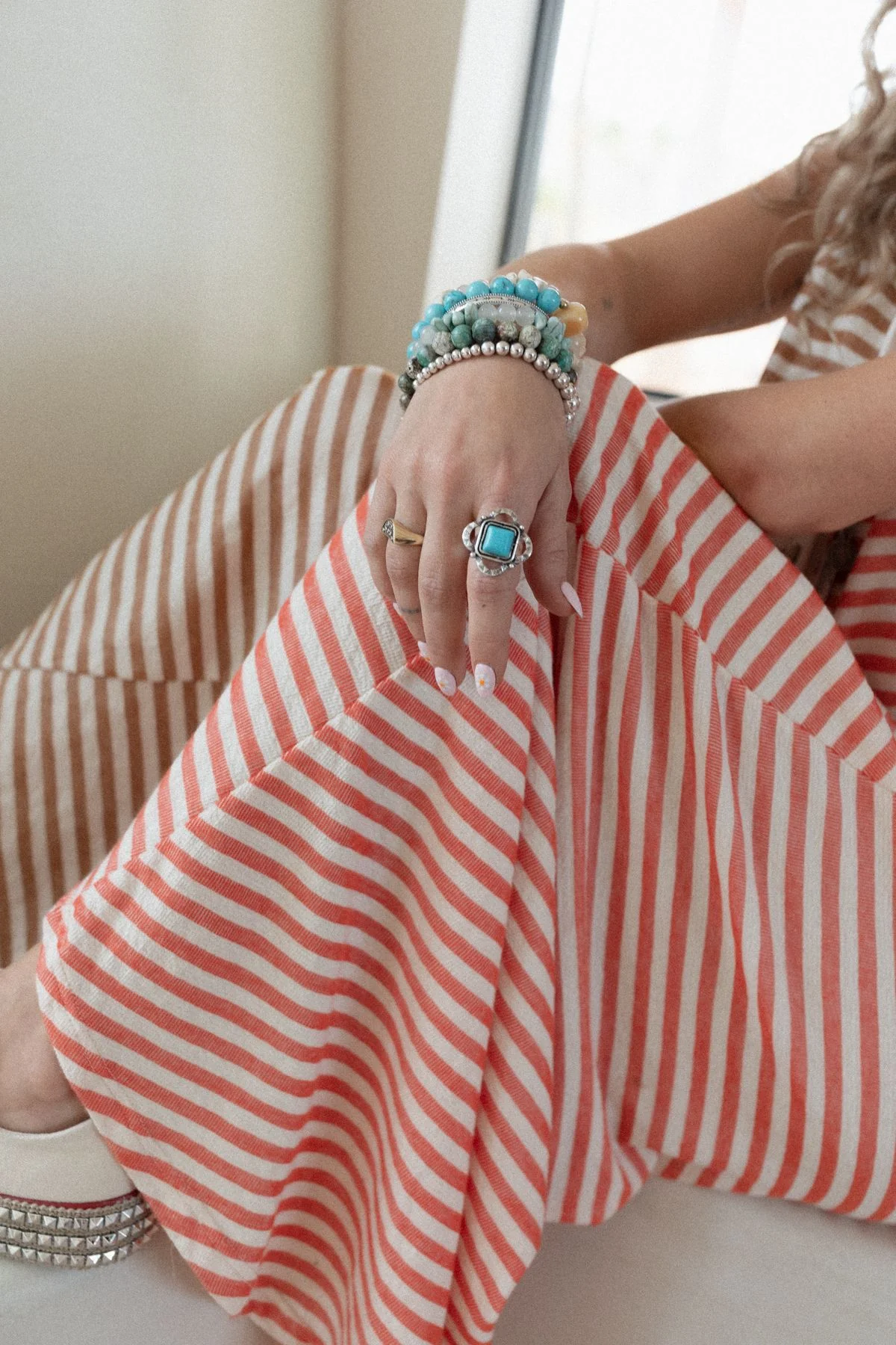 Whimsical Square Ring - Turquoise - Image 4