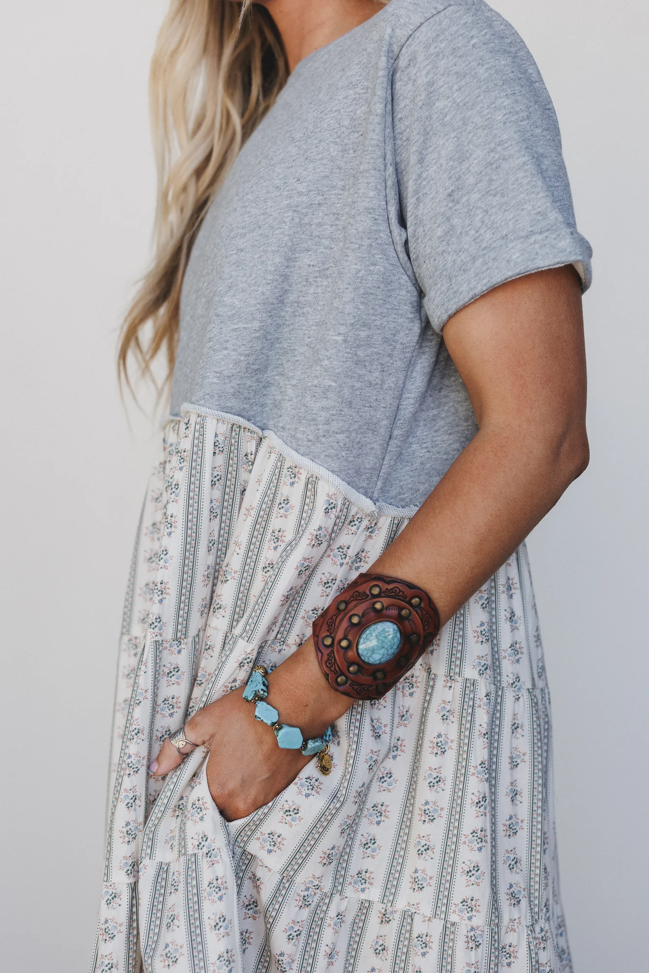 Willow Song Contrast Tiered Dress - Gray - Image 3
